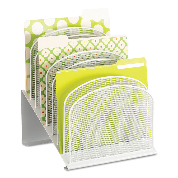 Onyx Mesh Desk Organizer With Tiered Sections, 8 Sections, Letter To Legal Size Files, 11.75" X 10.75" X 14", White 1