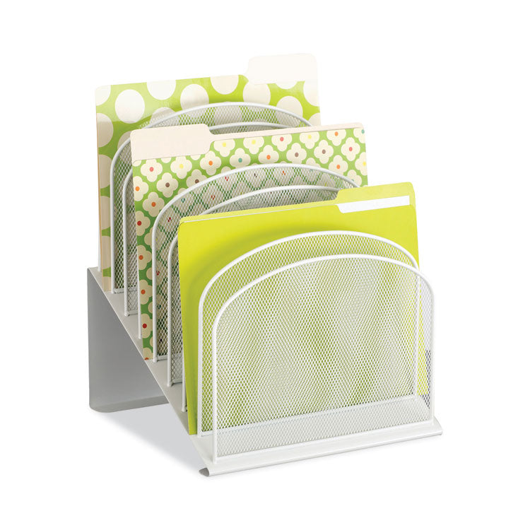 Onyx Mesh Desk Organizer With Tiered Sections, 8 Sections, Letter To Legal Size Files, 11.75" X 10.75" X 14", White 2