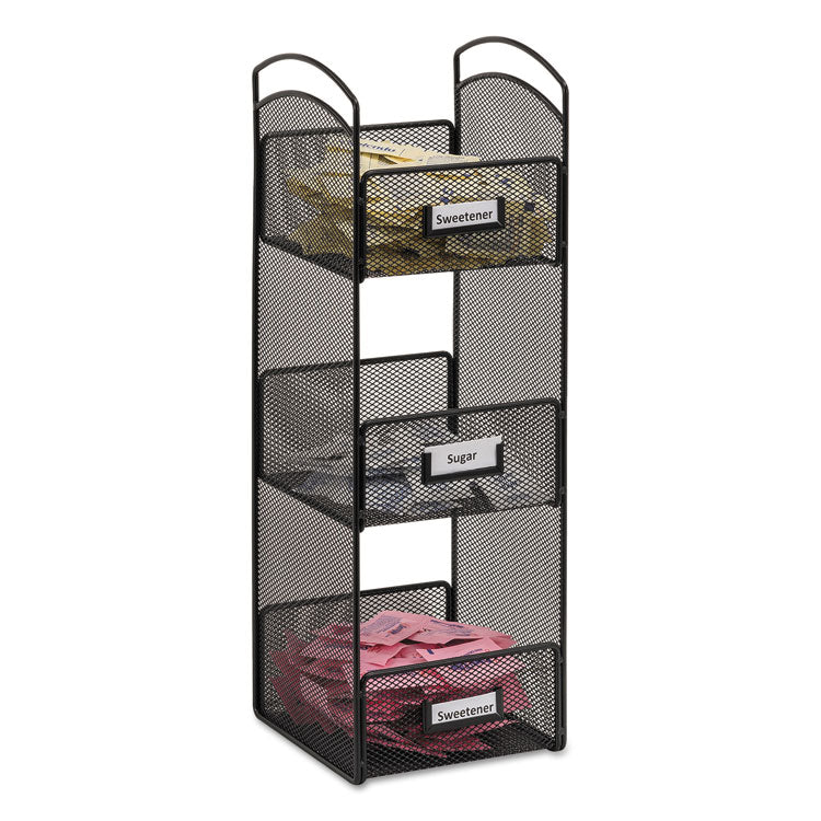 Onyx Breakroom Organizers, 3 Compartments, 6 X 6 X 18, Steel Mesh, Black 1