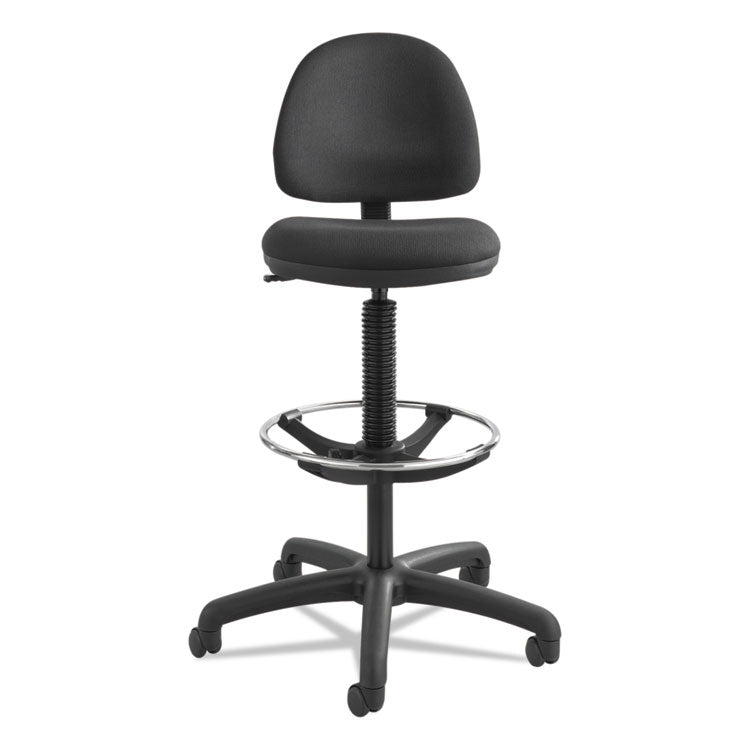 Precision Extended-Height Swivel Stool, Adjustable Footring, Supports Up To 250 Lb, 23" To 33" Seat Height, Black Fabric 2