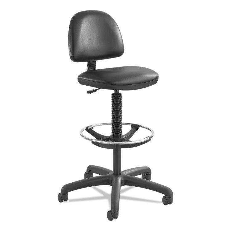 Precision Extended-Height Swivel Stool, Adjustable Footring, Supports 250 Lb, 23" To 33" Seat Height, Black Vinyl, Black Base 1