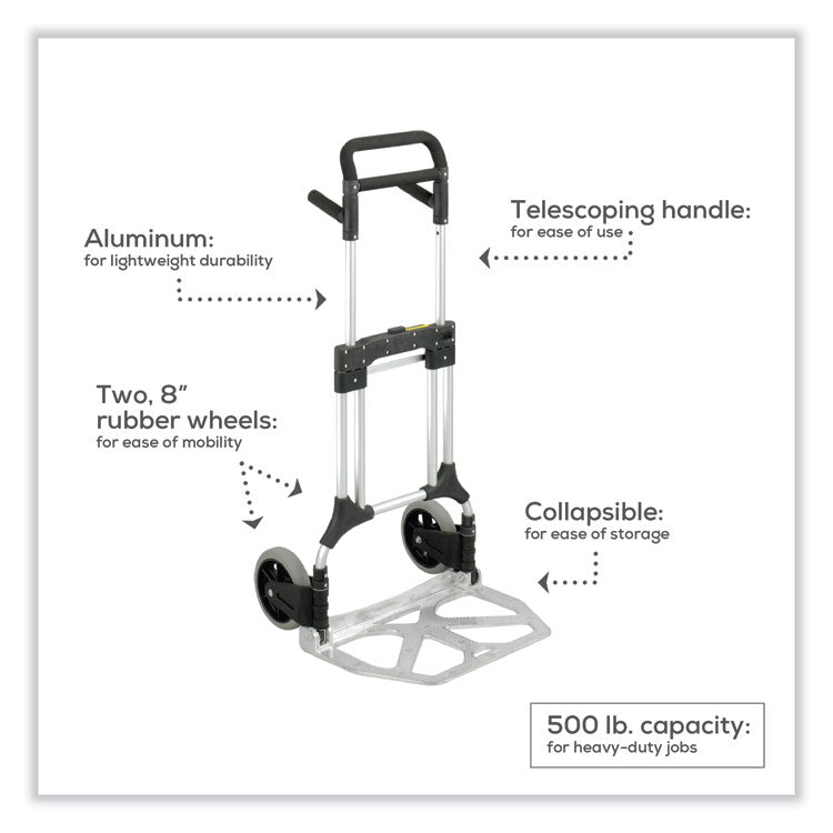 Stow-Away Heavy-Duty Hand Truck, 500 Lb Capacity, 23 X 24 X 50, Aluminum 4