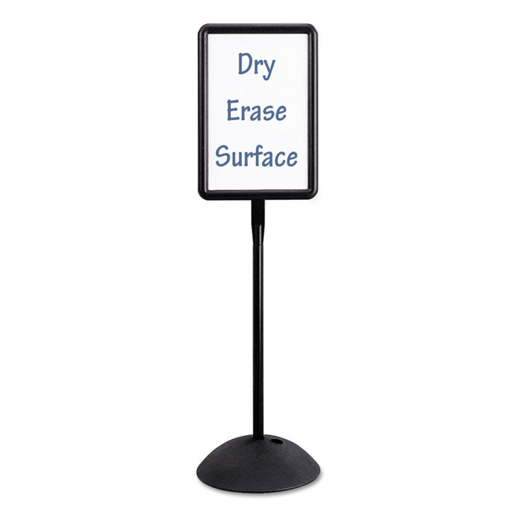 WriteWay Double-Sided Magnetic Dry Erase Standing Message Sign, Rectangle, 65" Tall Black Stand, 14.25 x 22.25 White Face 2