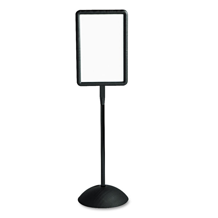 WriteWay Double-Sided Magnetic Dry Erase Standing Message Sign, Rectangle, 65" Tall Black Stand, 14.25 x 22.25 White Face 1