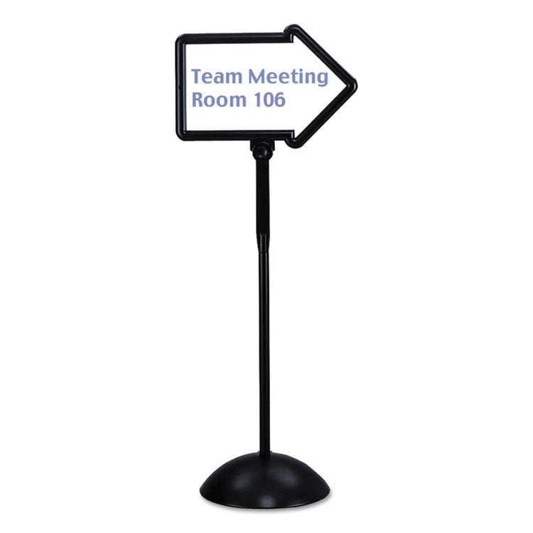 WriteWay Double-Sided Magnetic Dry Erase Standing Message Sign, Arrow, 64.25" Tall Black Stand, 25.5 x 17.75 White Face 2