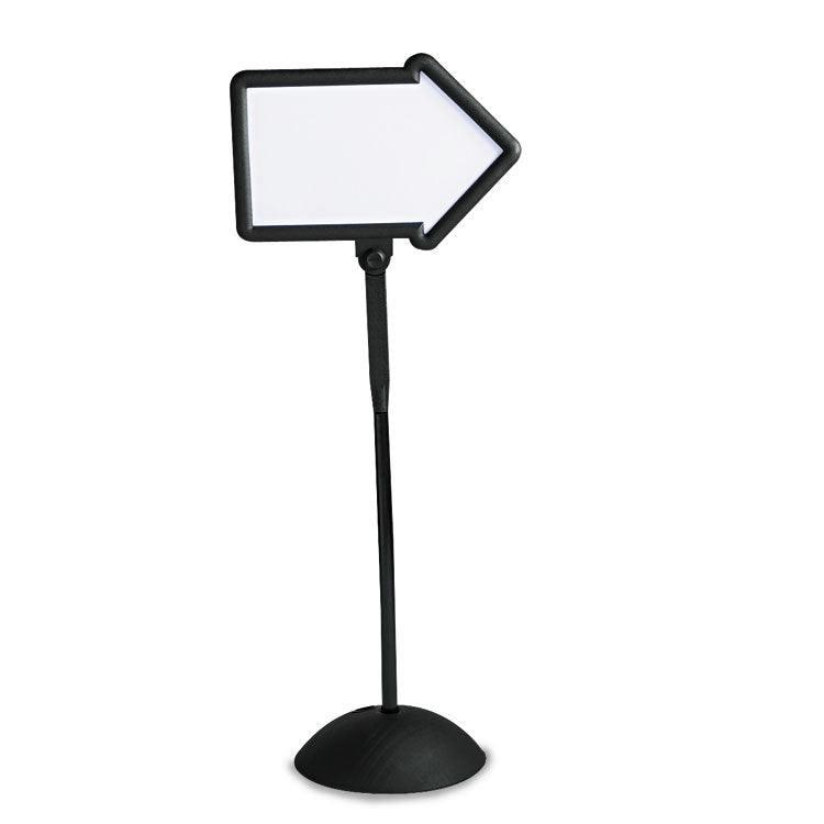 WriteWay Double-Sided Magnetic Dry Erase Standing Message Sign, Arrow, 64.25" Tall Black Stand, 25.5 x 17.75 White Face 1