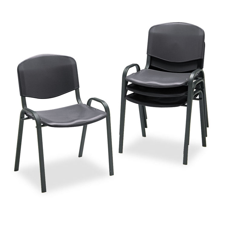 Stacking Chair, Supports Up to 250 lb, 18" Seat Height, Black Seat, Black Back, Black Base, 4/Carton 1