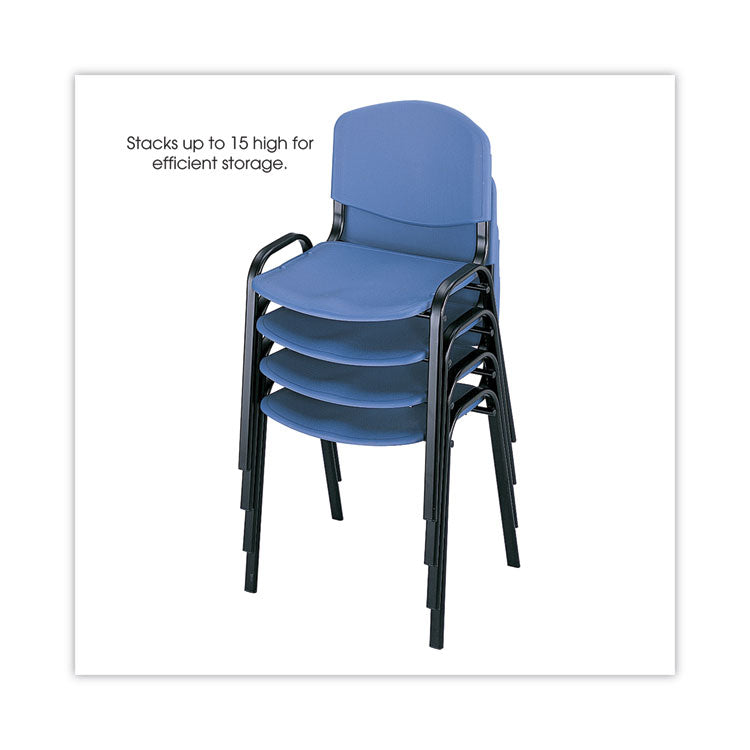 Stacking Chair, Supports Up to 250 lb, 18" Seat Height, Blue Seat, Blue Back, Black Base, 4/Carton 2