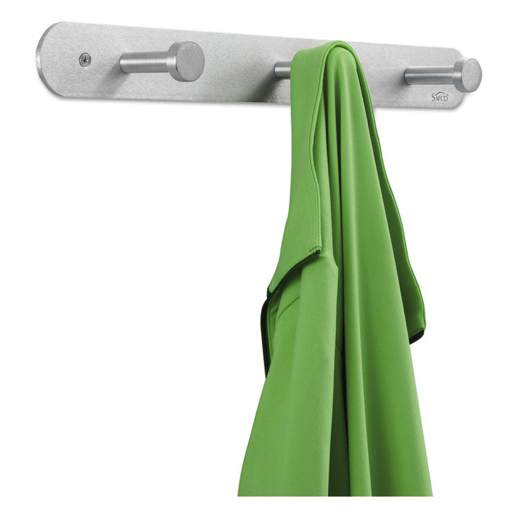 Nail Head Wall Coat Rack, Three Hooks, Metal, 18w X 2.75d X 2h, Satin 3