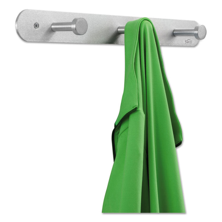 Nail Head Wall Coat Rack, Three Hooks, Metal, 18w X 2.75d X 2h, Satin 1