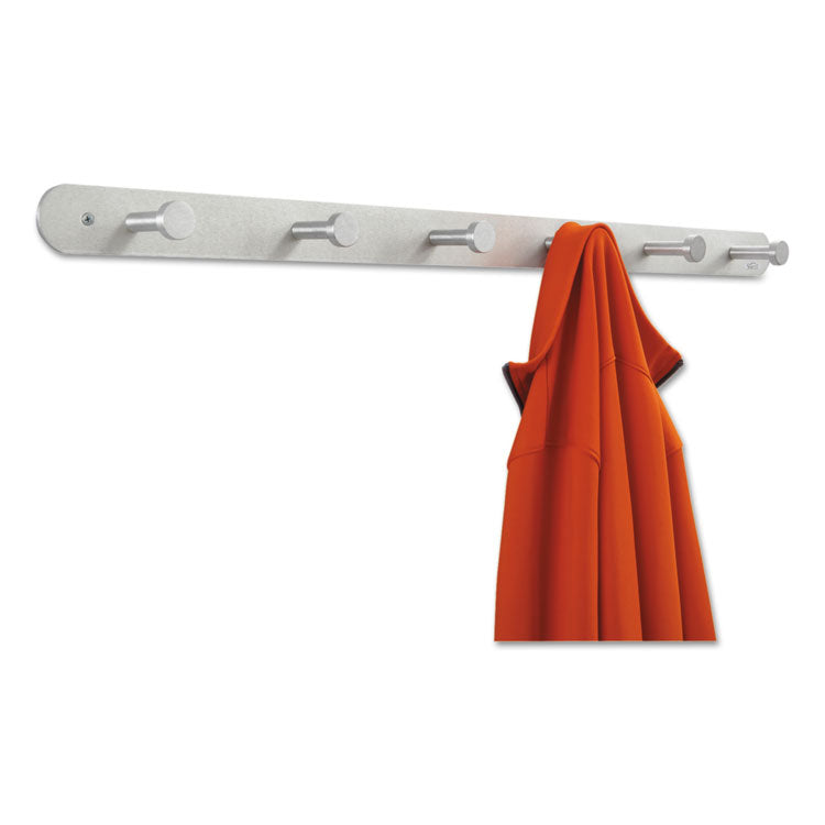 Nail Head Wall Coat Rack, Six Hooks, Metal, 36w X 2.75d X 2h, Satin 1