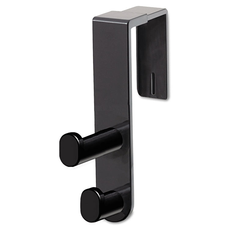 Plastic Coat Hook, 2-Hook, 1.75 x 6.5 x 7.75, Black 1