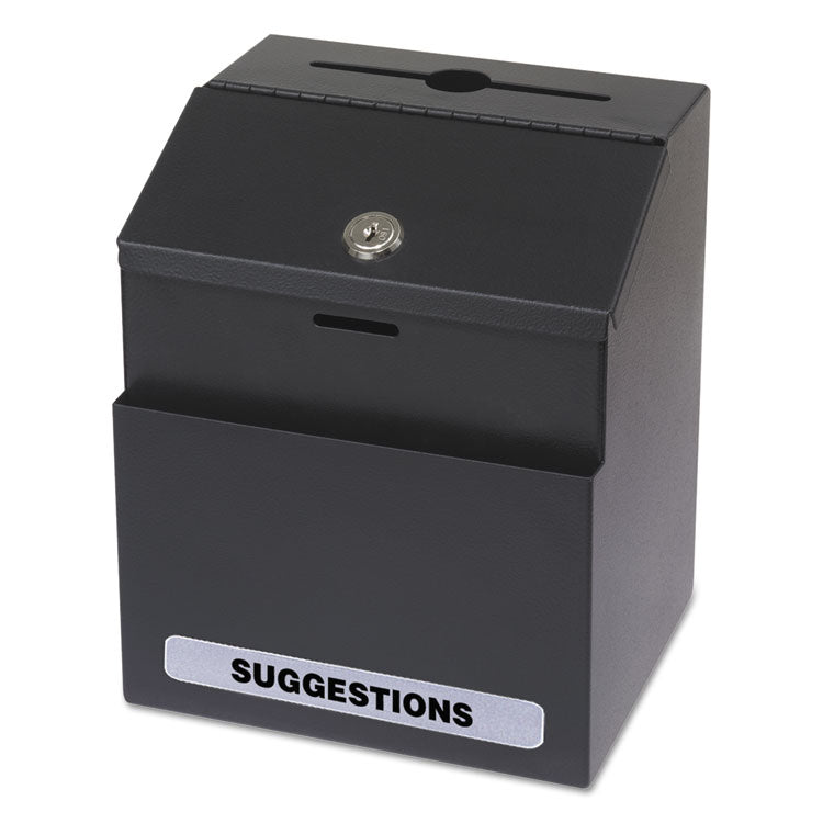 Steel Suggestion/key Drop Box With Locking Top, 7 X 6 X 8.5, Black Powder Coat Finish 4