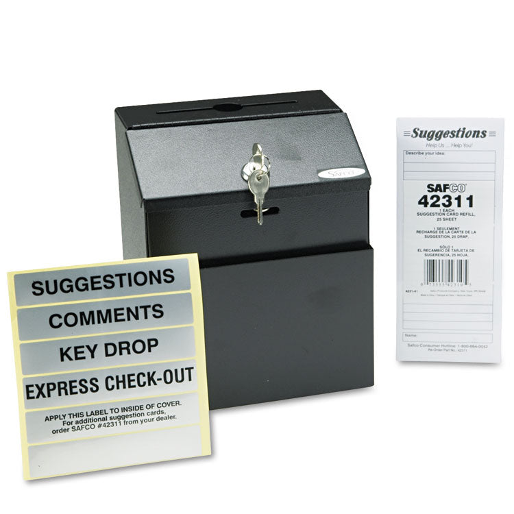 Steel Suggestion/key Drop Box With Locking Top, 7 X 6 X 8.5, Black Powder Coat Finish 3