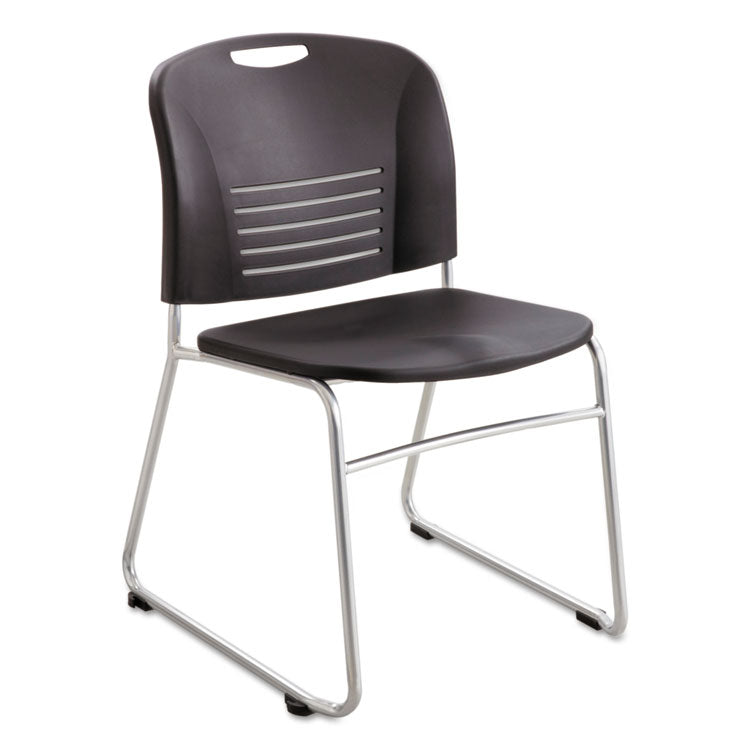 Vy Series Stack Chairs, Supports Up to 350 lb, 18.75" Seat Height, Black Seat, Black Back, Silver Base, 2/Carton 1