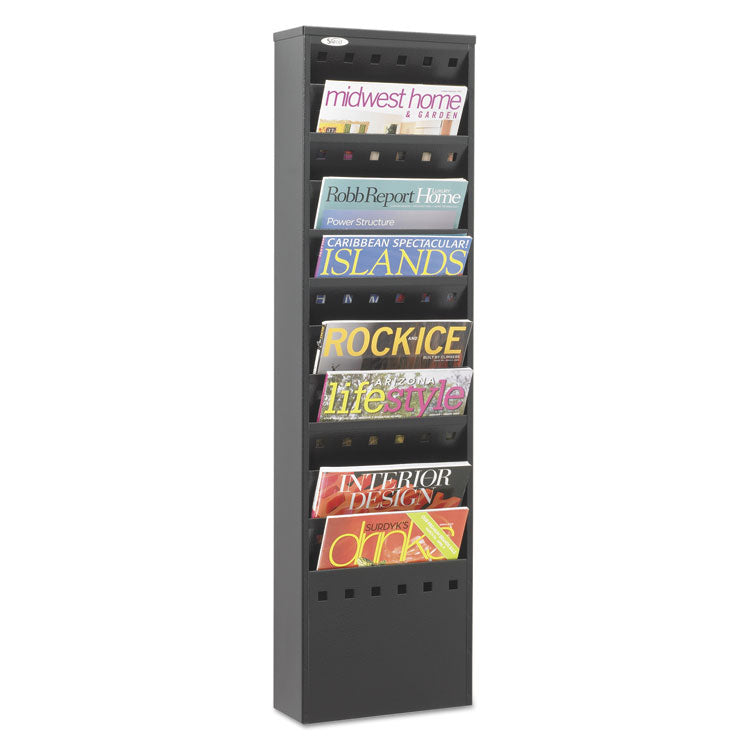 Steel Magazine Rack, 11 Compartments, 10w X 4d X 36.25h, Black 2