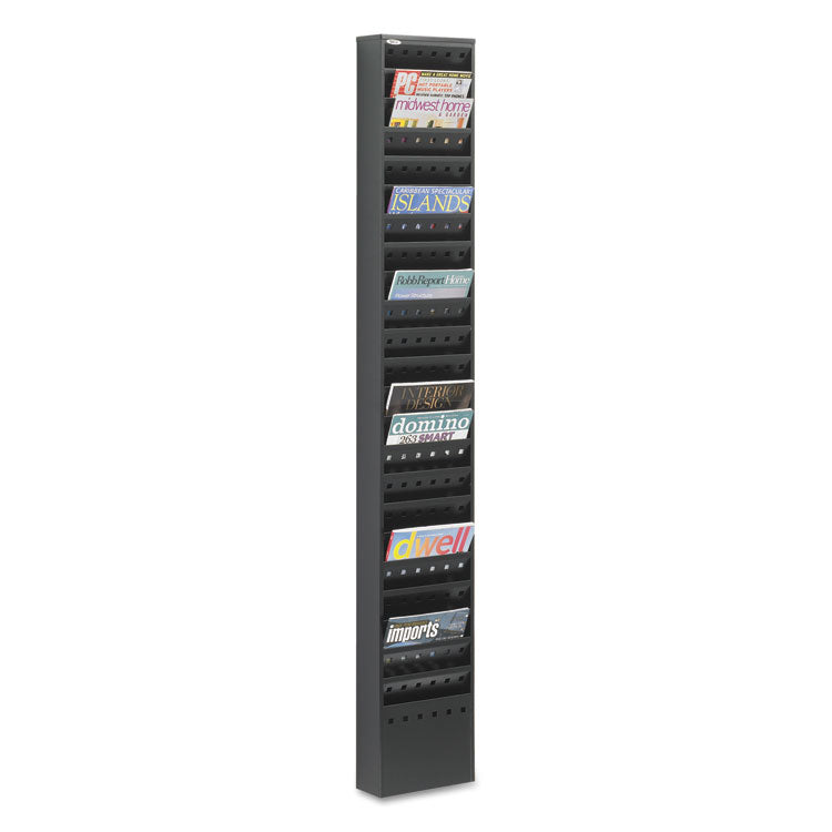 Steel Magazine Rack, 23 Compartments, 10w X 4d X 65.5h, Black 1