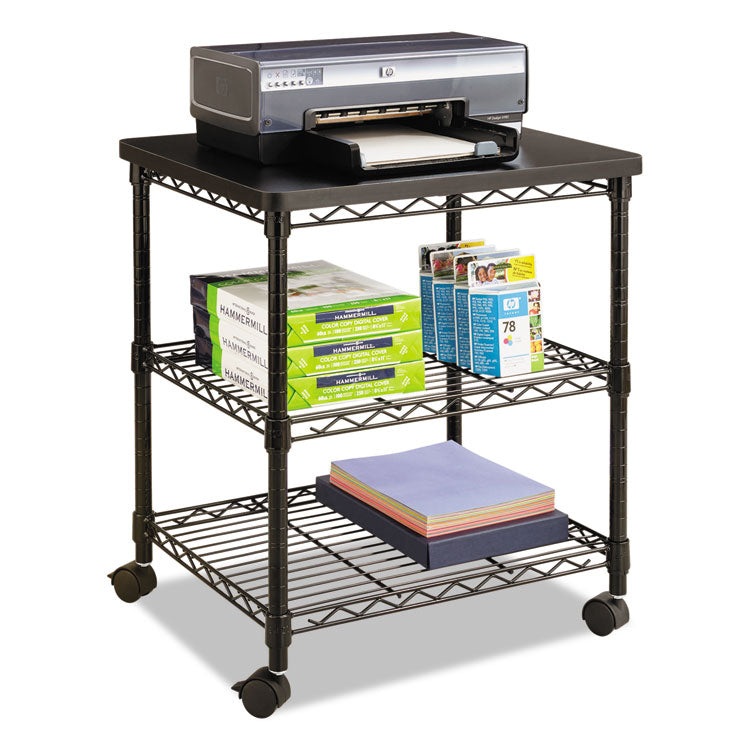 Desk Side Wire Machine Stand, Metal, 3 Shelves, 200 lb Capacity, 24" x 20" x 27", Black 1