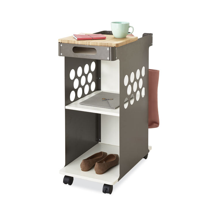 Mini Rolling Storage Cart, Metal, 3 Shelves, 1 Drawer, 200 lb Capacity, 29.75" x 15.75" x 16.5", White 3