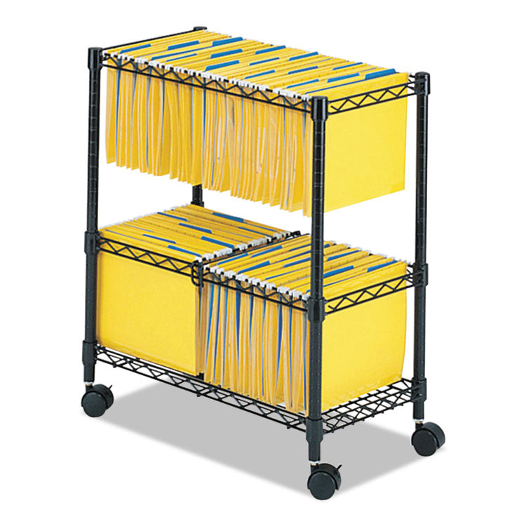 Two-Tier Rolling File Cart, Metal, 3 Bins, 25.75" x 14" x 29.75", Black 1