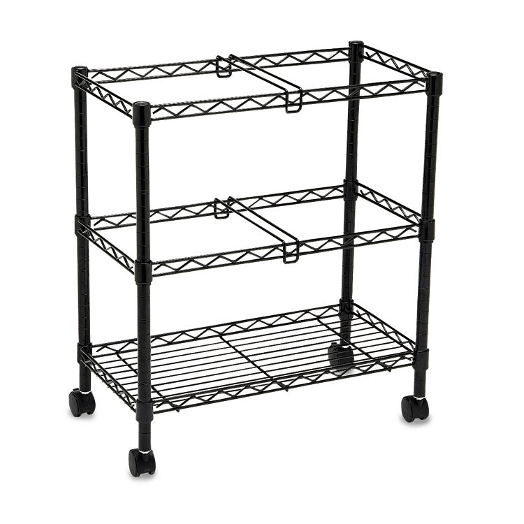 Two-Tier Rolling File Cart, Metal, 3 Bins, 25.75" x 14" x 29.75", Black 3