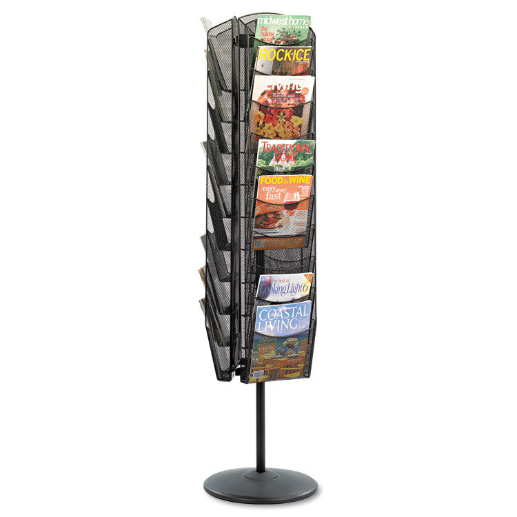 Onyx Mesh Rotating Magazine Display, 30 Compartments, 16.5w X 16.5d X 66h, Black 1