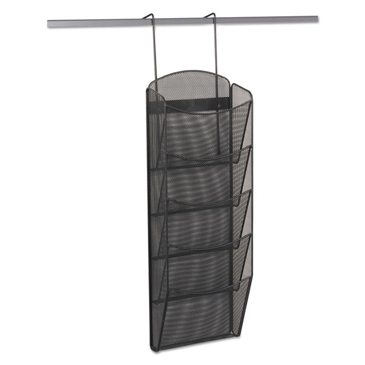 Onyx Mesh Literature Rack, Five Compartments, 10.25w X 3.5d X 28.33h, Black 4