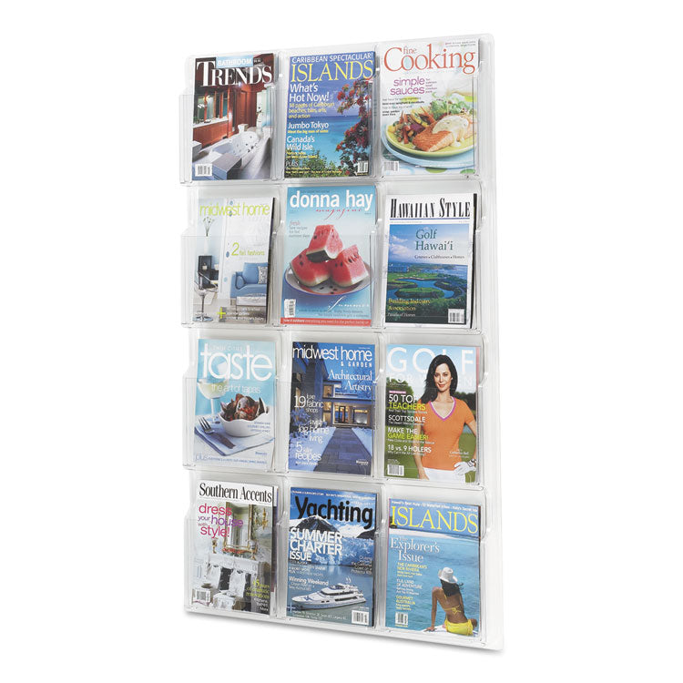 Reveal Clear Literature Displays, 12 Compartments, 30w X 2d X 49h, Clear 3