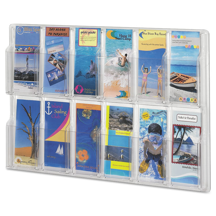 Reveal Clear Literature Displays, 12 Compartments, 30w X 2d X 20.25h, Clear 1