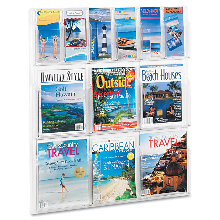 Reveal Clear Literature Displays, 12 Compartments, 30w X 2d X 34.75h, Clear 4