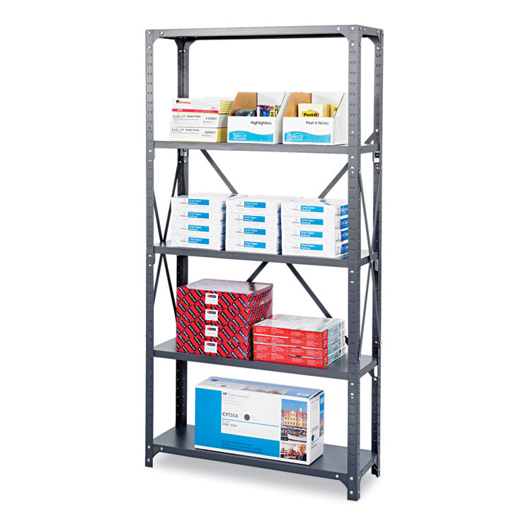 Commercial Steel Shelving Unit, Five-Shelf, 36w X 12d X 75h, Dark Gray 1