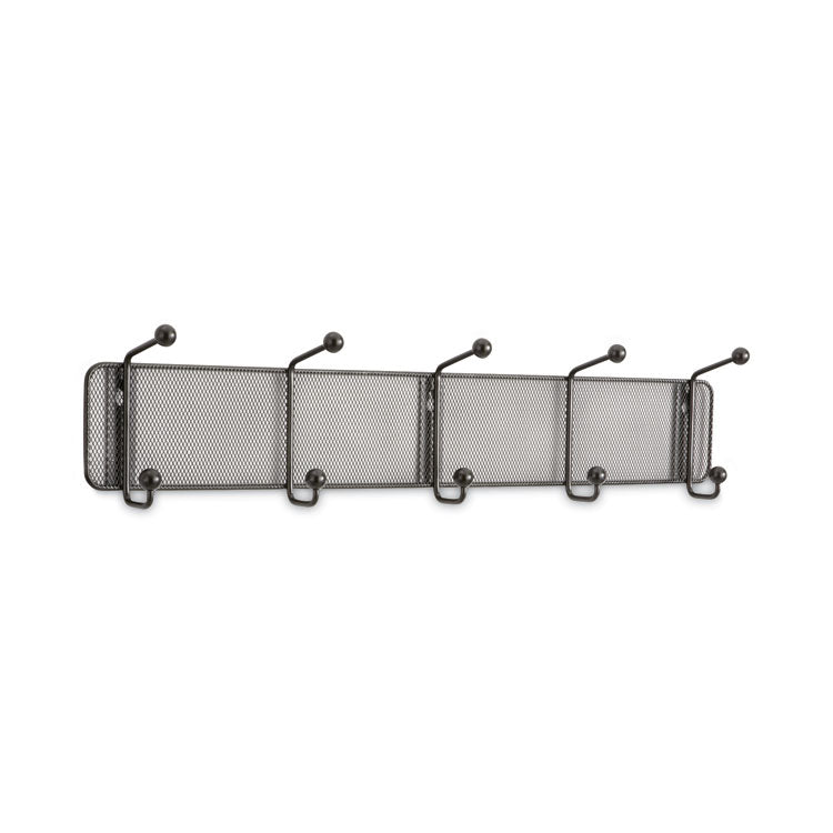 Onyx Mesh Wall Racks, 5 Hook, 26.75w x 3d x 5.5h, Black 3