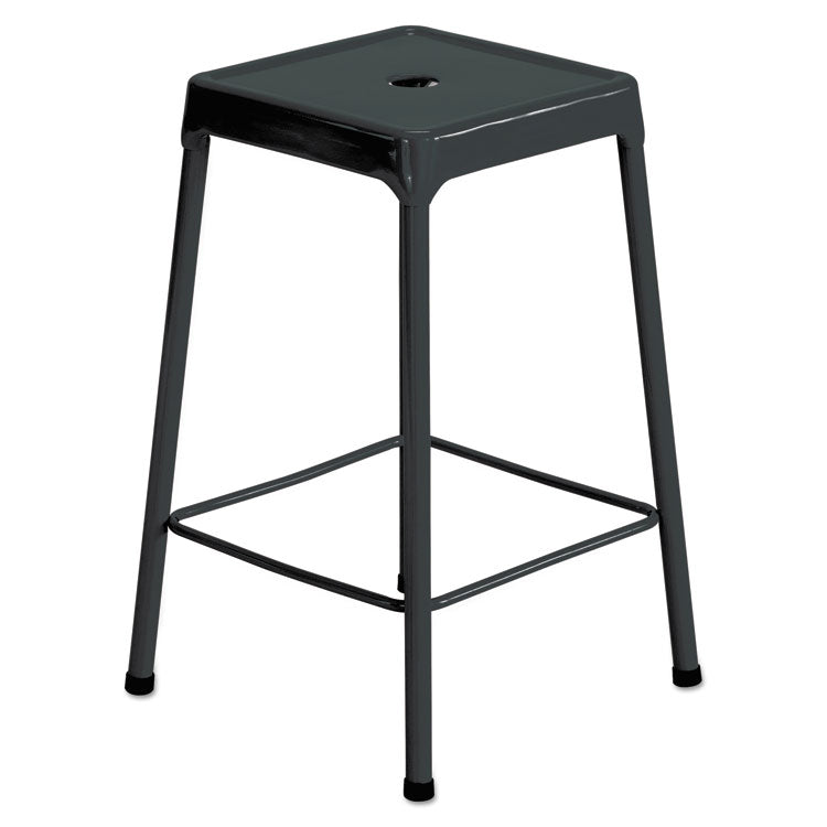 Counter-Height Steel Stool, Backless, Supports Up To 250 Lb, 25" Seat Height, Black 1