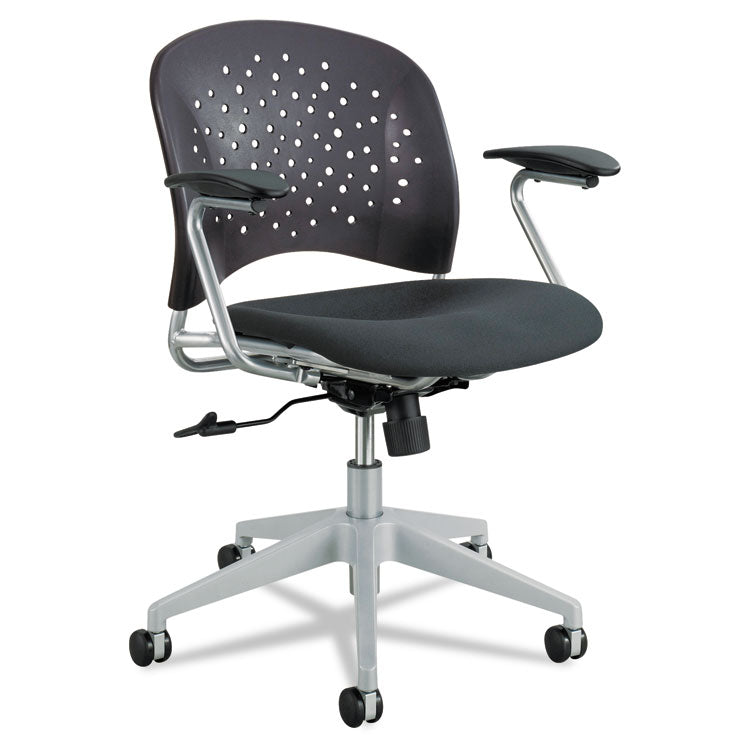 Reve Round Back Task Chair, Supports Up To 250 Lb, 18" To 22.5" Seat Height, Black Seat/back, Silver Base 1