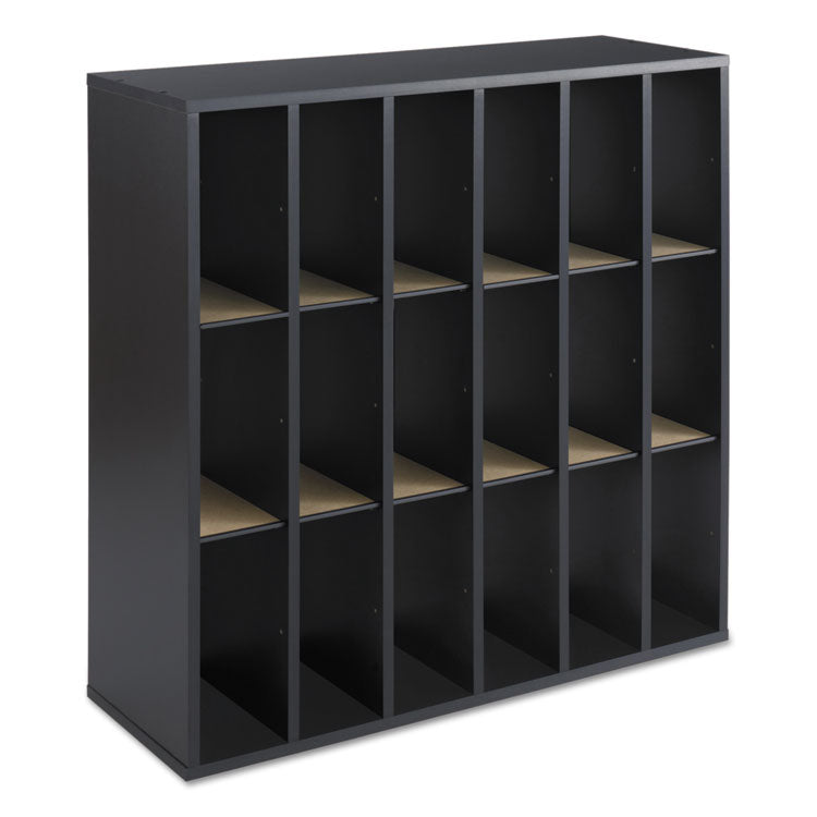 Wood Mail Sorter with Adjustable Dividers, Stackable, 18 Compartments, 33.75 x 12 x 32.75, Black 3