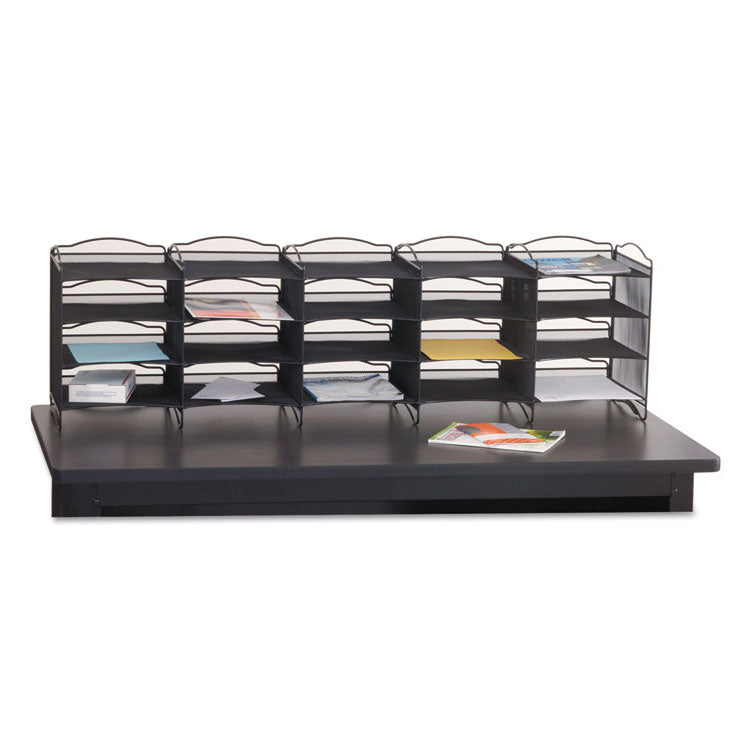 Onyx Mesh Literature Sorter, 20 Compartments, 19 X 15.25 X 59, Black 1