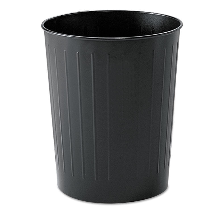 Round Wastebaskets, 6 gal, Steel, Black 1