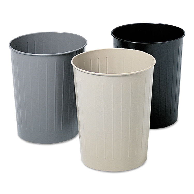 Round Wastebaskets, 6 gal, Steel, Black 2