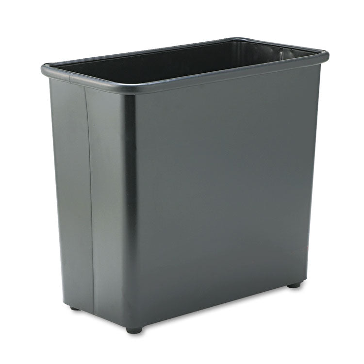 Square and Rectangular Wastebasket, 27.5 qt, Steel, Black 1