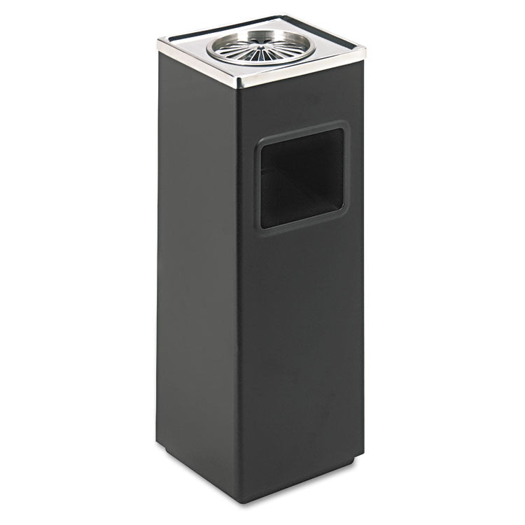 Square Ash 'N' Trash Sandless Urn, 3 gal, Stainless Steel, Black 2