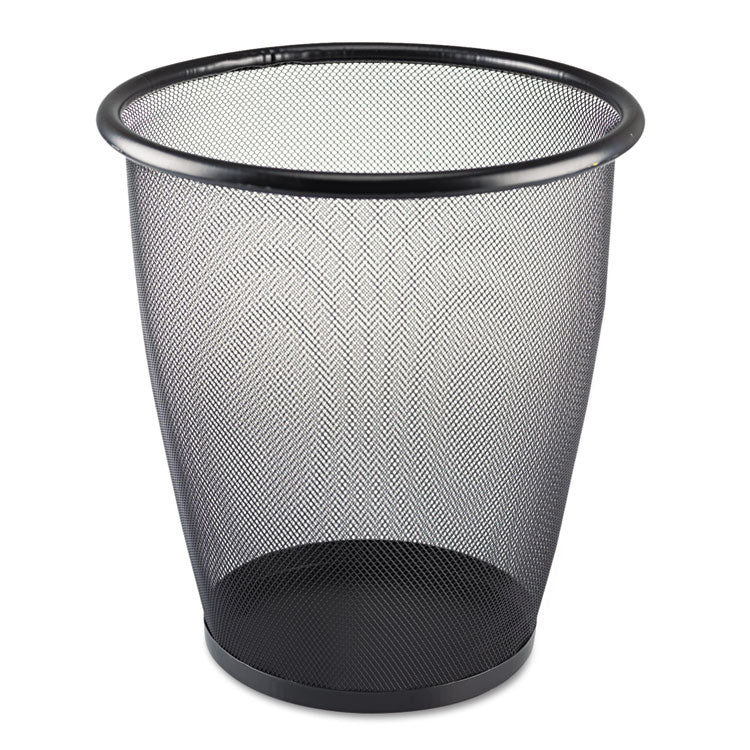 Onyx Round Mesh Wastebaskets, 5 gal, Steel Mesh, Black 1