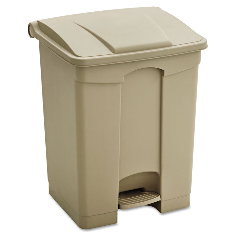 Large Capacity Plastic Step-On Receptacle, 17 gal, Plastic, Tan 1