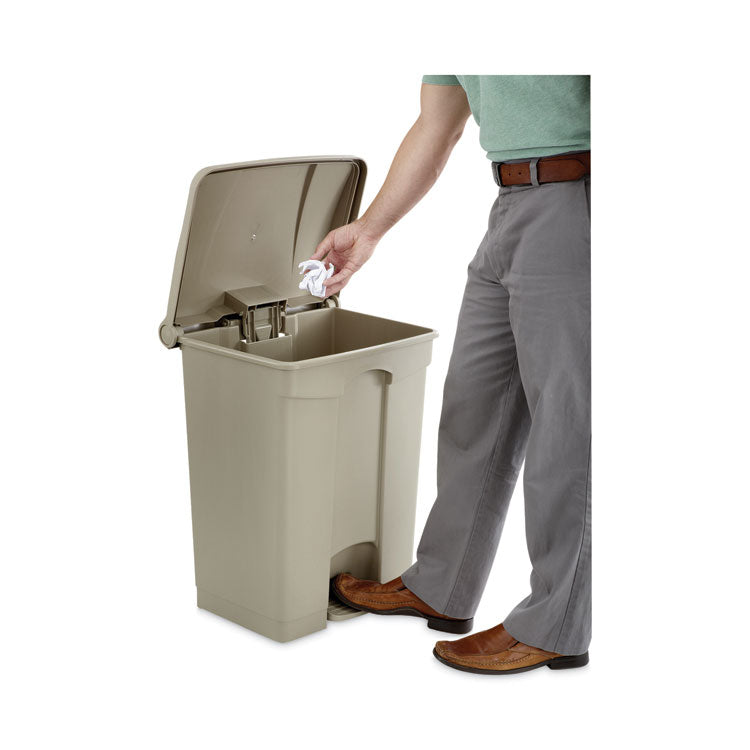 Large Capacity Plastic Step-On Receptacle, 17 gal, Plastic, Tan 2