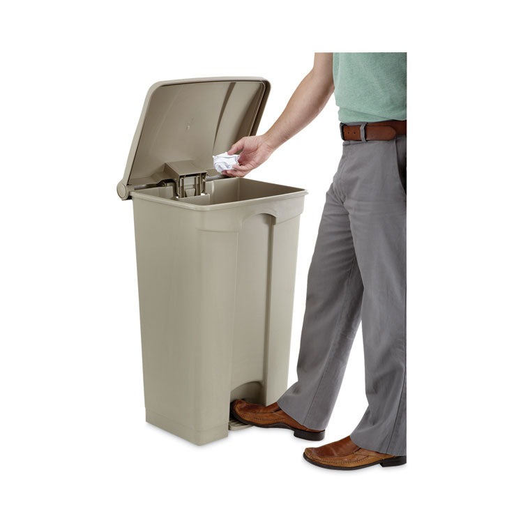 Large Capacity Plastic Step-On Receptacle, 23 gal, Plastic, Tan 2