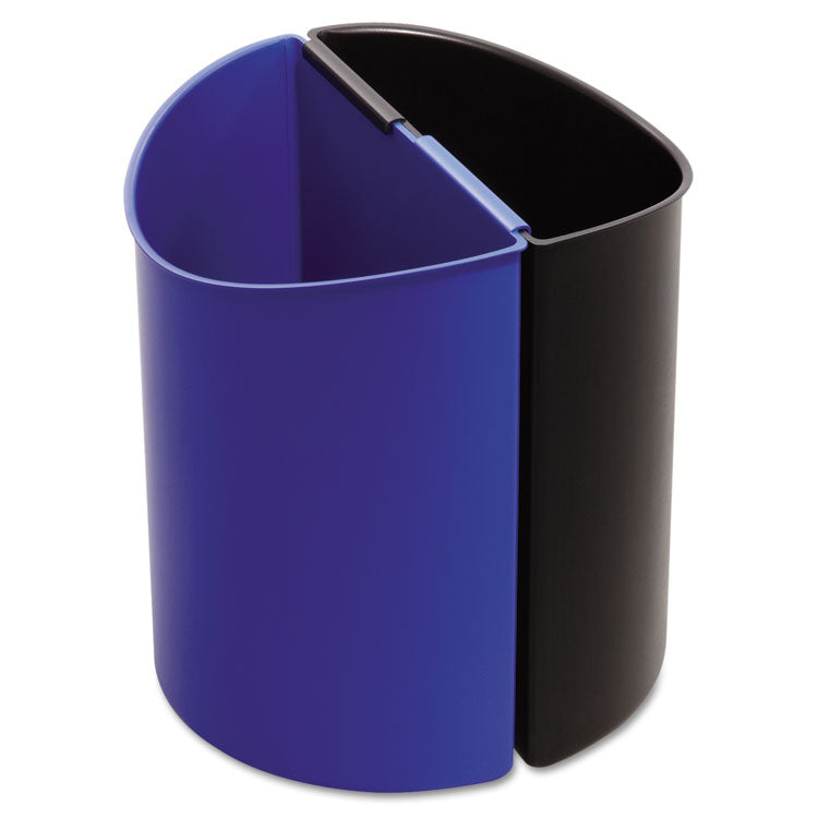 Desk-Side Recycling Receptacle, 3 gal, Plastic, Black/Blue 1