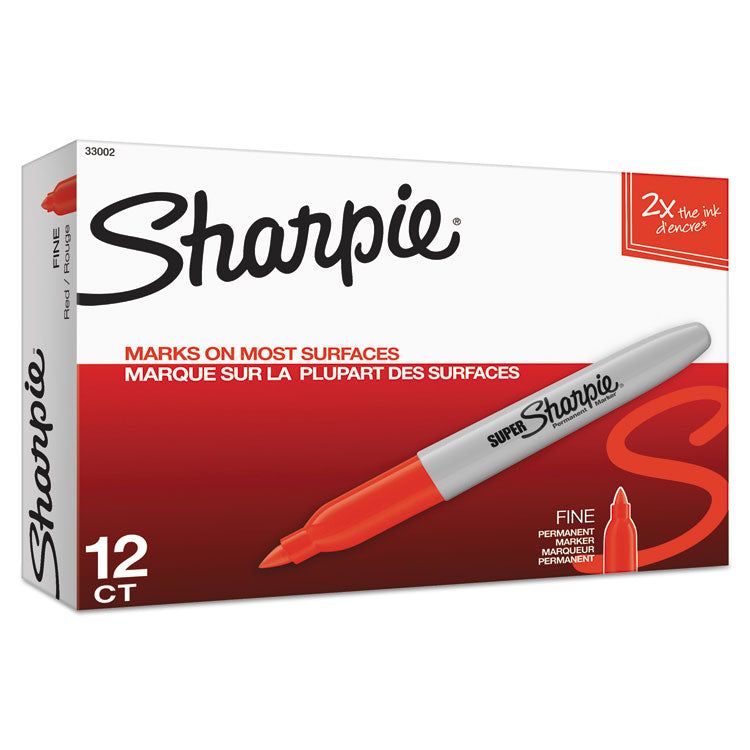 Super Permanent Marker, Fine Bullet Tip, Red, Dozen 2