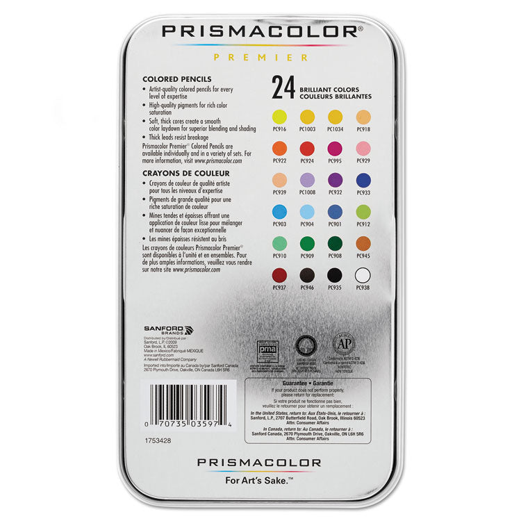 Premier Colored Pencil, 3 mm, 2B, Assorted Lead and Barrel Colors, 24/Pack 2