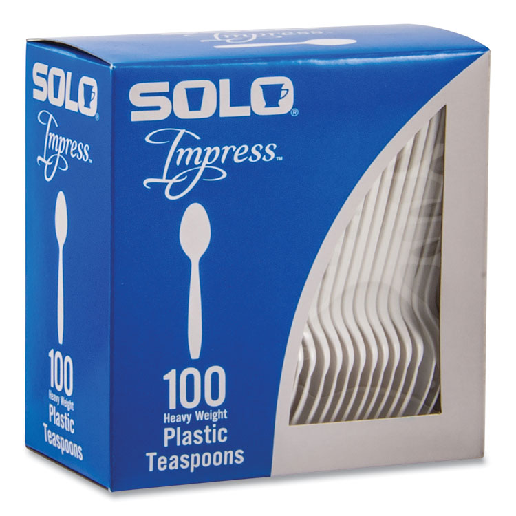 Impress Heavyweight Full-Length Polystyrene Cutlery, Teaspoon, White, 100/Box, 10 Boxes/Carton 2