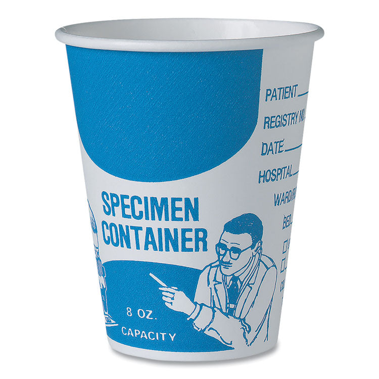 Paper Specimen Cups, 8 Oz, Blue/white, 50/sleeve, 20 Sleeves/carton 1