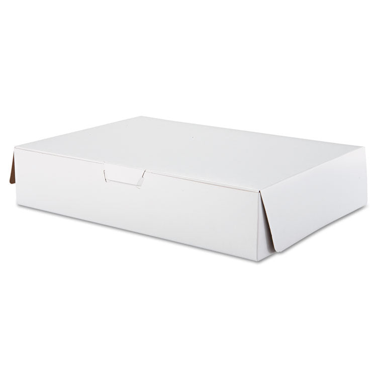 White One-Piece Non-Window Bakery Boxes, 1/2-Sheet Cake Box, 19 x 14 x 4, White, Paper, 50/Carton 1